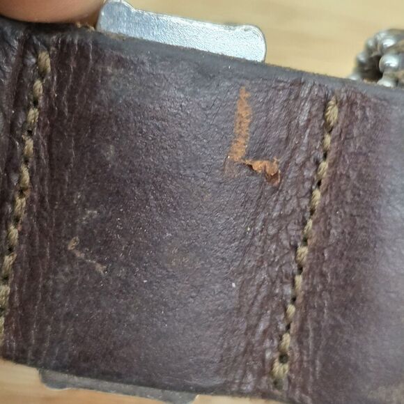 Cowgirl buckle Statement Belt WESTERN Size Large cowboy RODEO Brown leather main image 10